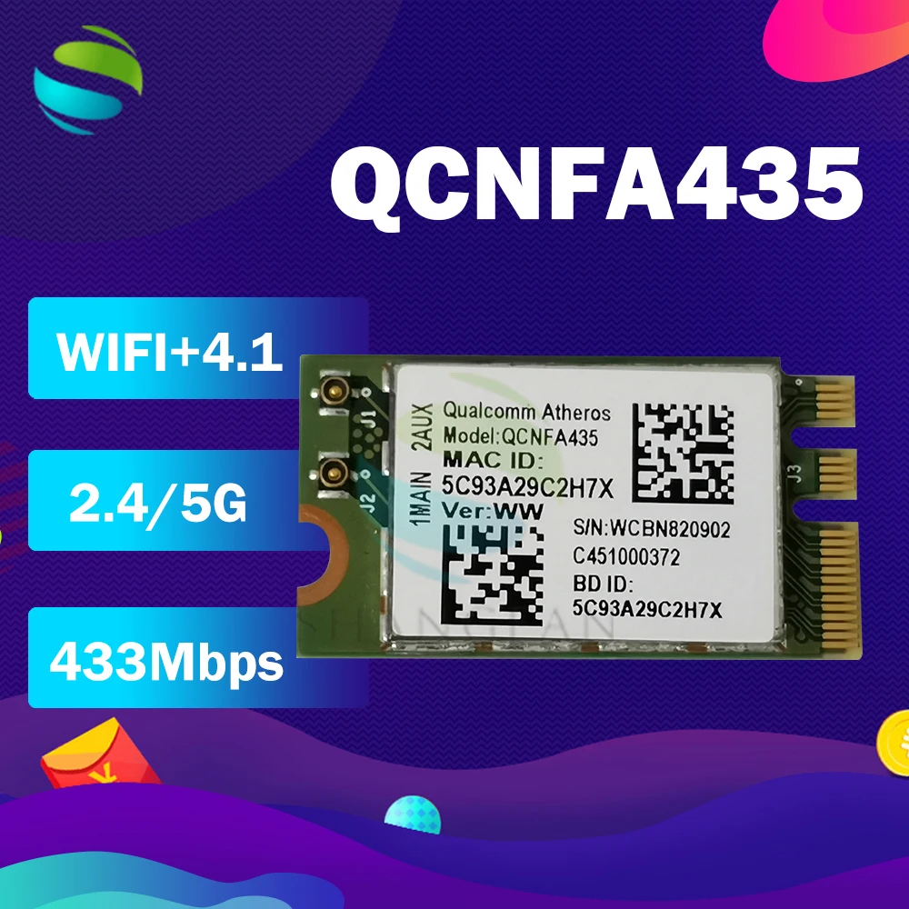 Wi-Fi кард-устройство док-станция Qualcomm Atheros QCA9377 QCNFA435 Bluetooth 4 1 802.11AC 2 4G/5G NGFF