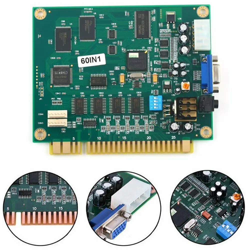 60 в 1 вертикальная печатная плата CGA VGA Запчасти для аркадных игр Jamma шкафов