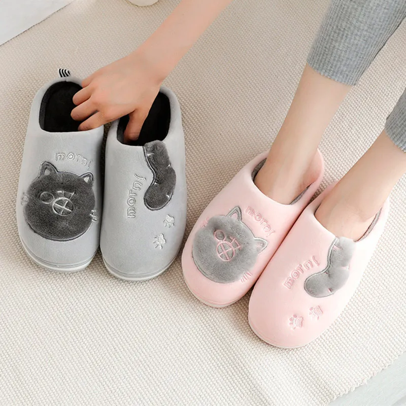 

Women Slippers Cute House Soft Cotton Winter Warm Ladies Floor Shoes Fashion Flat Platform Female Couple Slippers Comfortable
