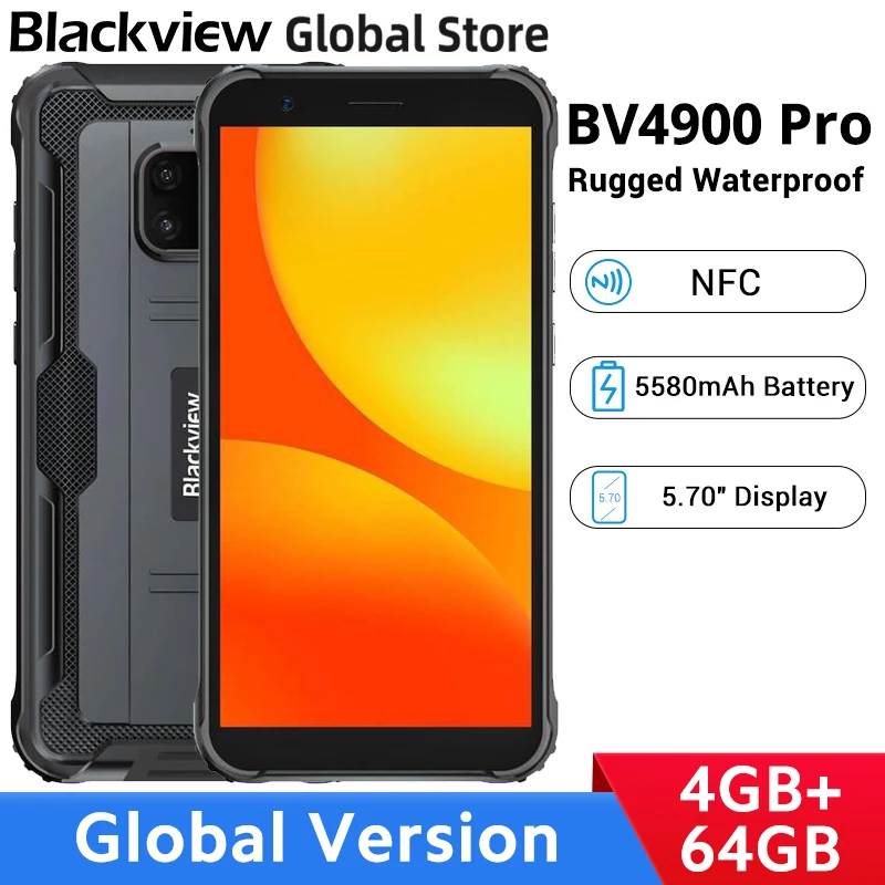 Global Version Blackview BV4900 Pro 4GB 64GB Rugged Waterproof Octa Core Smartphone NFC 5.7