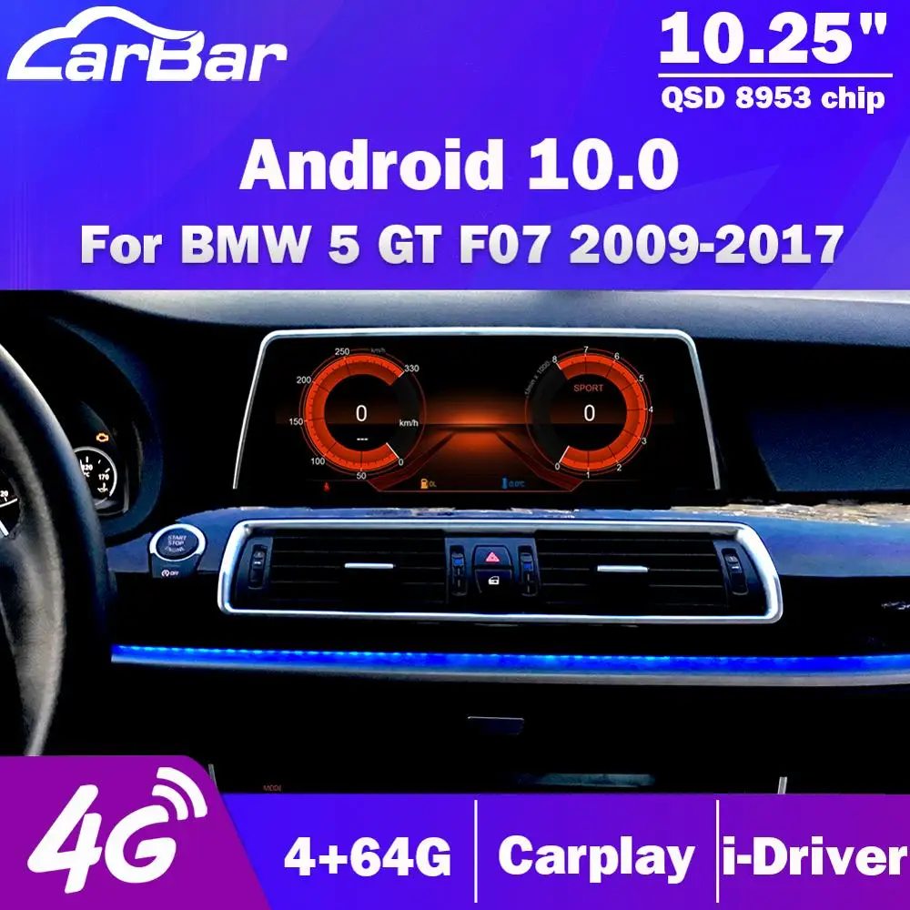 Carbar 10 25 &quotAndroid 0 автомобильный Радио GPS dvd плеер для BMW 5 GT F07 2009 2017 головное