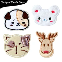 3d colorful dog cat deer bear head patch for clothing iron on embroidered sewing applique cute sew on fabric badge diy apparel