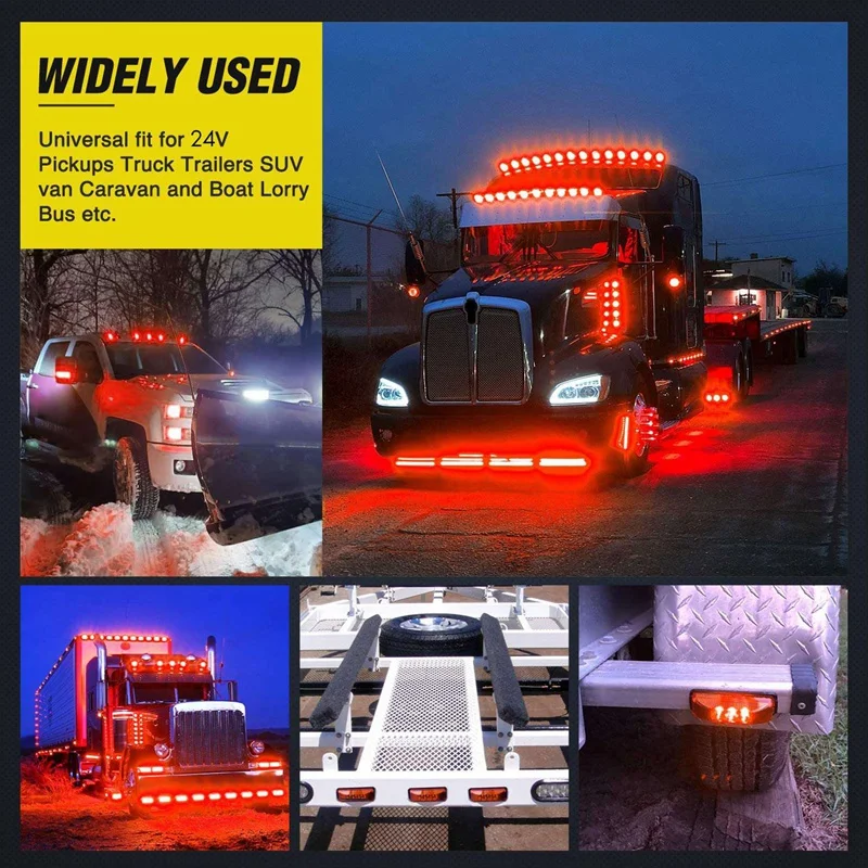 

2PCS 24V 3.9Inch 3 LED Truck Trailer Light Front Rear LED Side Marker Lights Clearance Indicator Lamp Waterproof