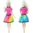 Модное Кукольное платье для куклы Барби, радужная кружевная рубашка 12 дюймов, повседневная одежда для свидания, короткое платье, одежда, аксессуары, игрушки для девочек, 1 комплект