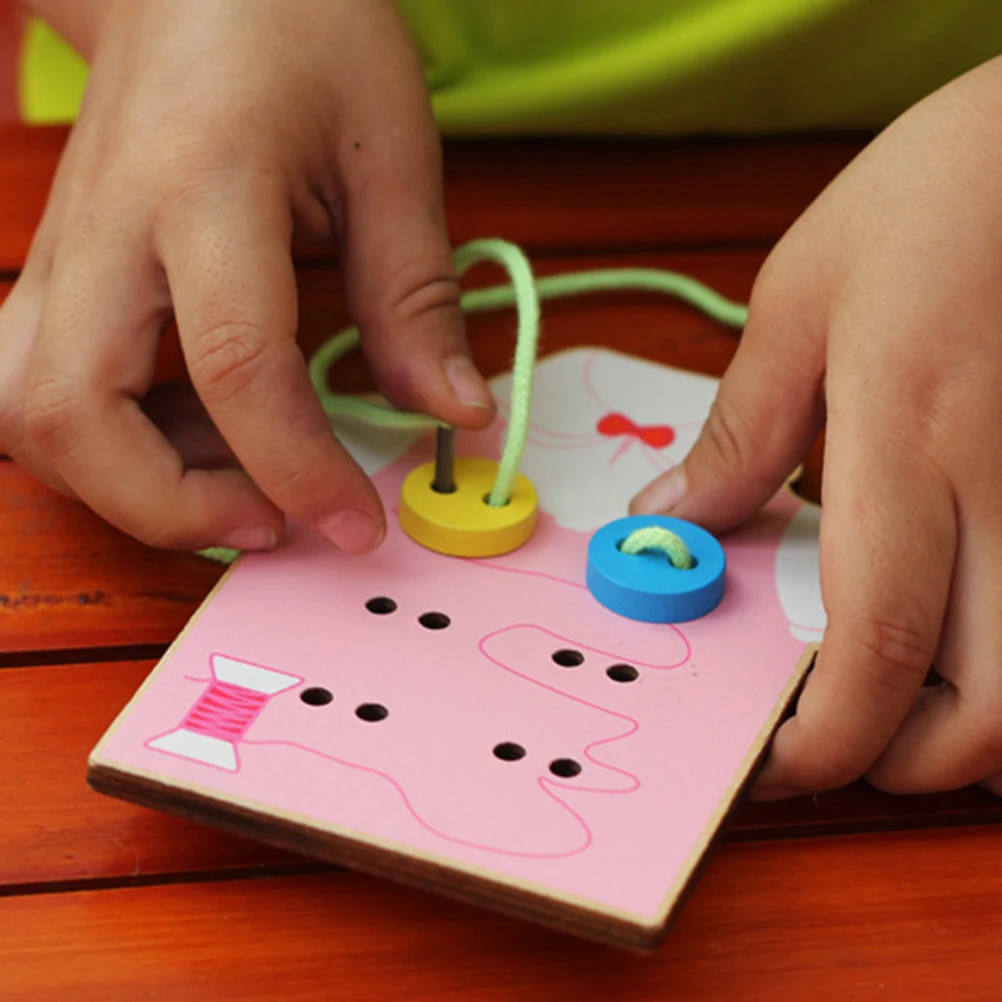 Детская деревянная игрушка игрушки ручной работы для шитья и пуговиц игра