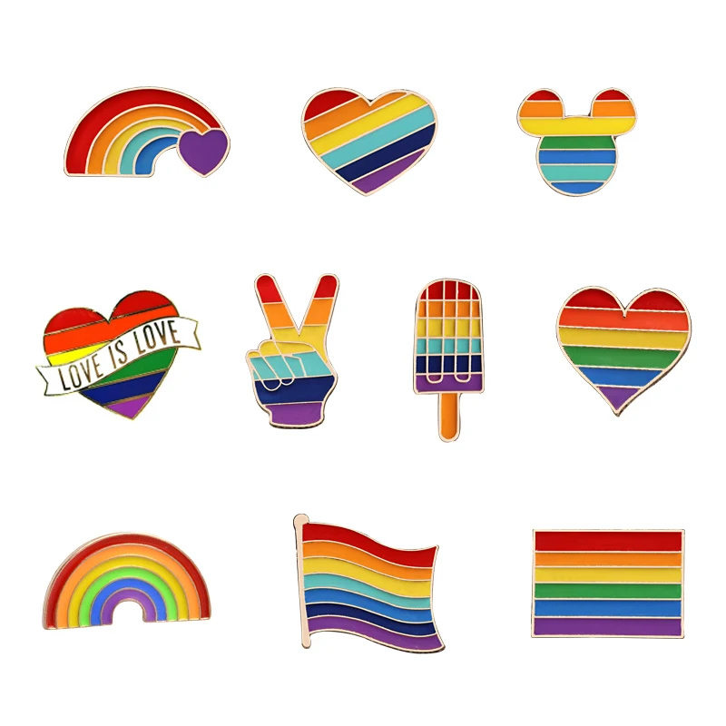 LGBT дизайн Радужное сердце палец флаг эмалированная булавка броши гей лесбиянок