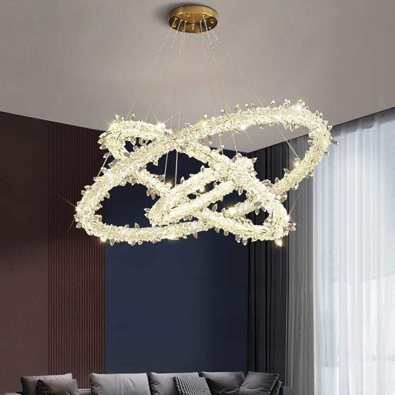 

Modern K9 Crystal Led Ceiling Lights Home Lighting Chrome Lustre Chandeliers Ceiling Pendant Fixtures For Living Room