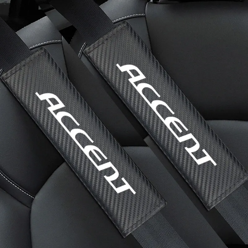 2pcs/set Carbon fiber Seat belt Shoulder Pads covers emblems for hyundai ACCENT ELANTRA TUCSON IX20 Car-styling | Автомобили и