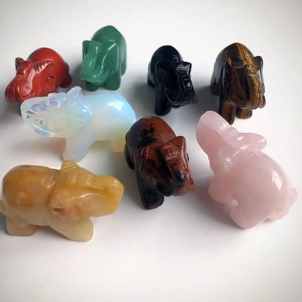 

2 inches Different Materialnatural crystal carving elephants, beautiful crafts home decoration decoration gift