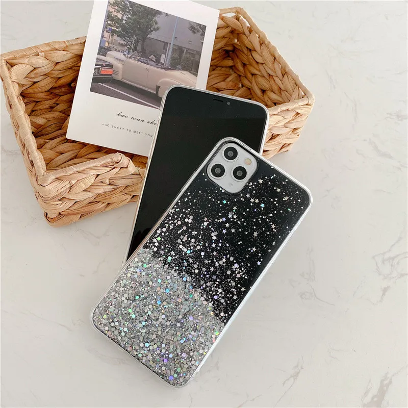 

Transparent TPU Bright Snowflake Phone Case For iPhone 11 12 Pro Max Mini 7 8 6 6S Plus XR X XS MAX Shockproof 8Plus Cases Cover