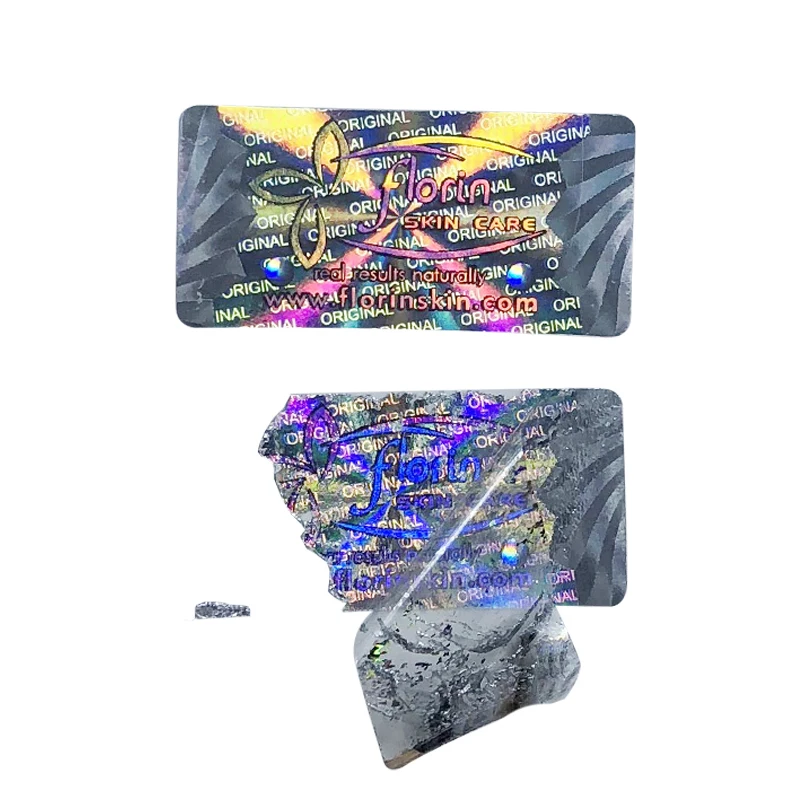 10000pcs Custom Holographic Vinyl Film Tamper Evident Tape 3d Security Packaging Labels Destructible Seal Stickers