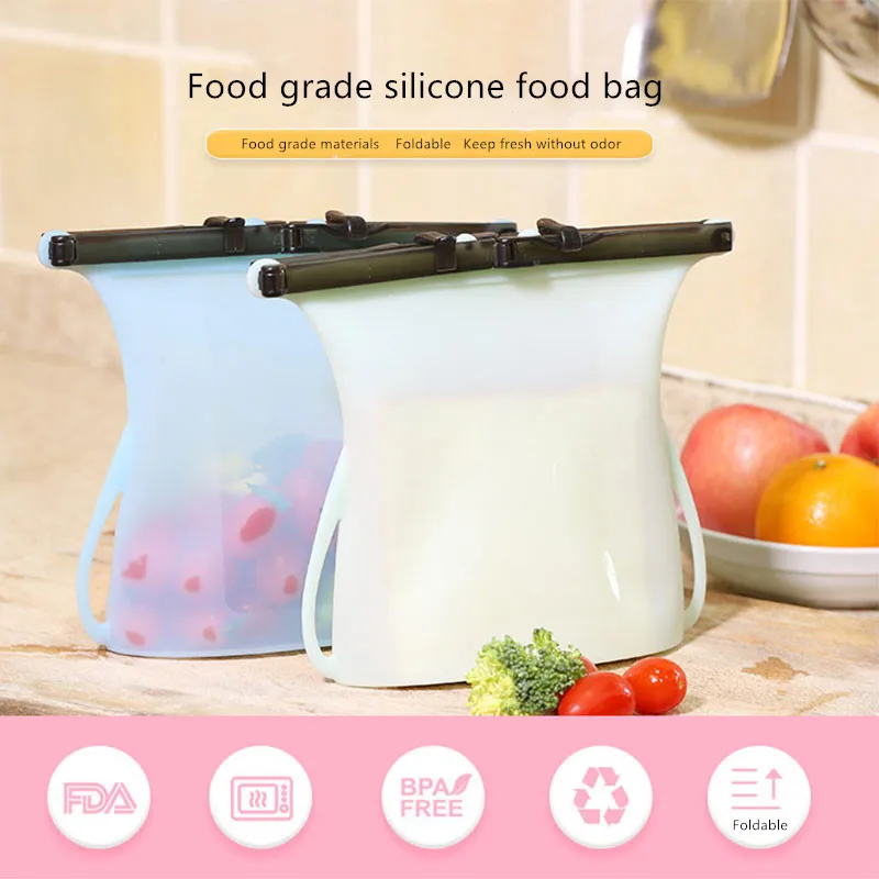 Портативный силиконовый Еда сумка для хранения герметичной упаковки