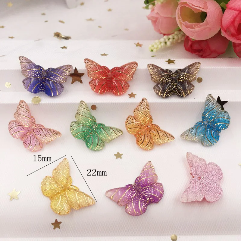 Новинка украшения из смолы 20 шт. разноцветные бабочки с плоским основанием 1