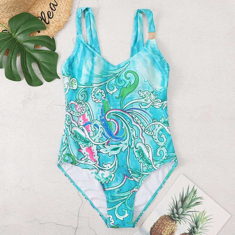 

Летний Цельный купальник с принтом, большие купальники с закрытым телом, женский купальный костюм для бассейна, пляжный женский купальный к...