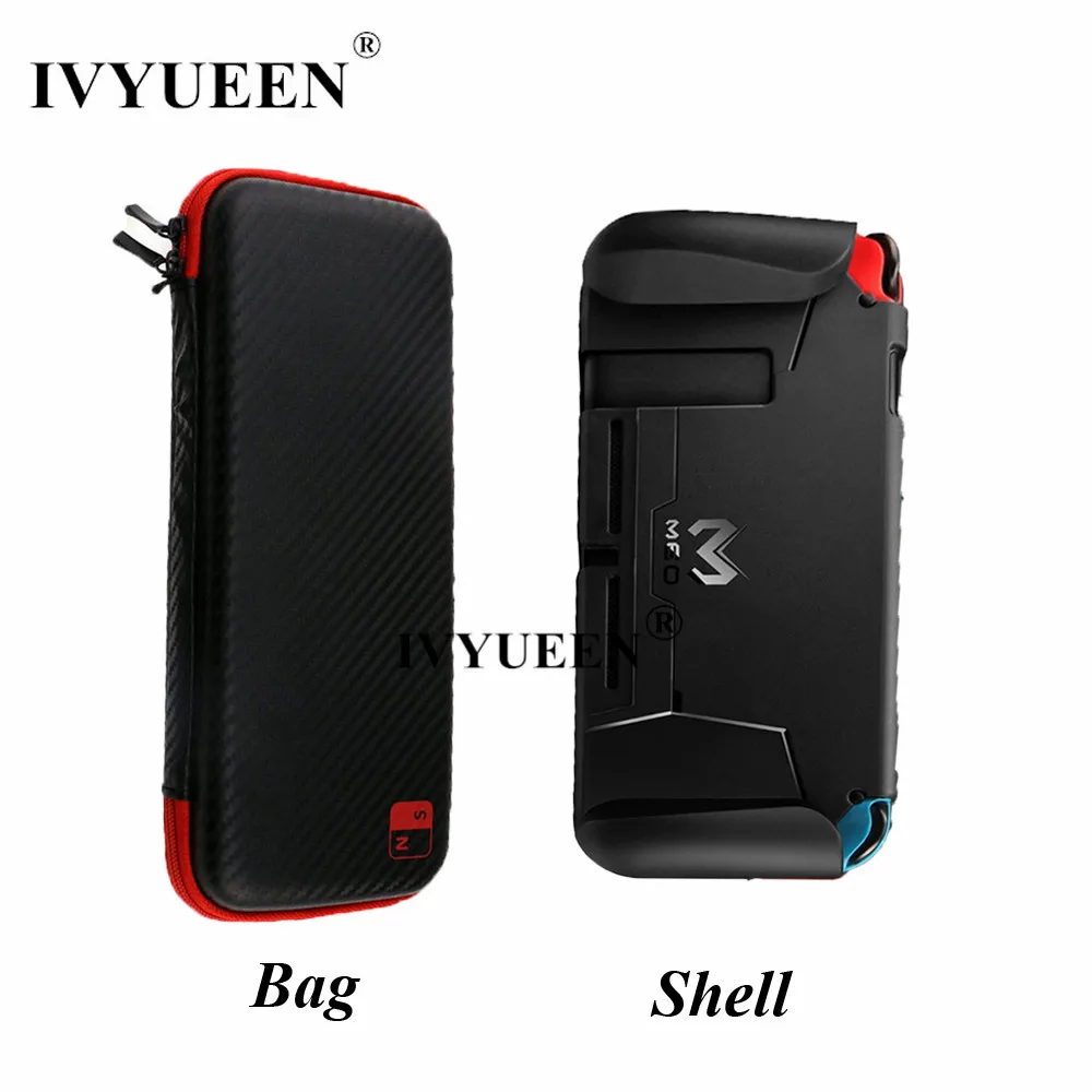 1 Bag 1 Shell IVYUEEN чехол из углеродного волокна для kingd Switch NS сумка для хранения водонепроницаемая с силиконовой кожей для Joy Con крышка контроллера ручки - Цвет: 1 Bag 1 Shell