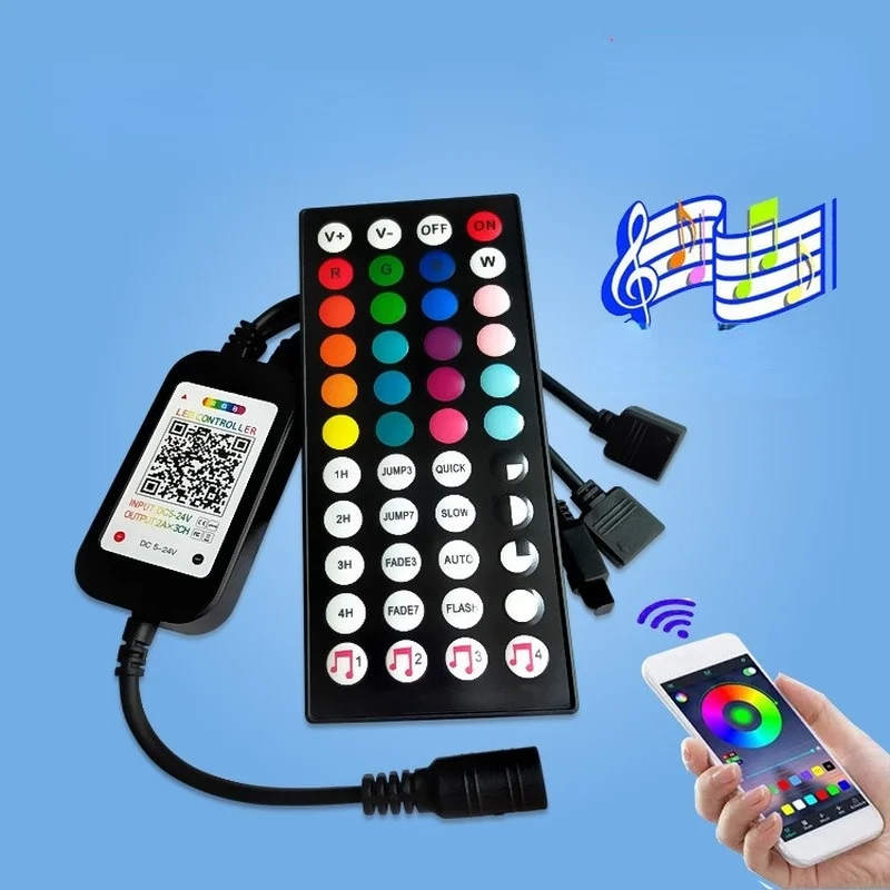 

44 Key IR Remote Controller Kit, Wireless Rectifier Control Box, DC 12V 2A LED Power Supply Adapter for 2835 3528 5050 RGB LED