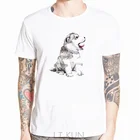 Мужские повседневные Забавные футболки с коротким рукавом, Детская футболка, крутая футболка, мужские футболки в стиле панк, Сибирский хаски, принт из модала