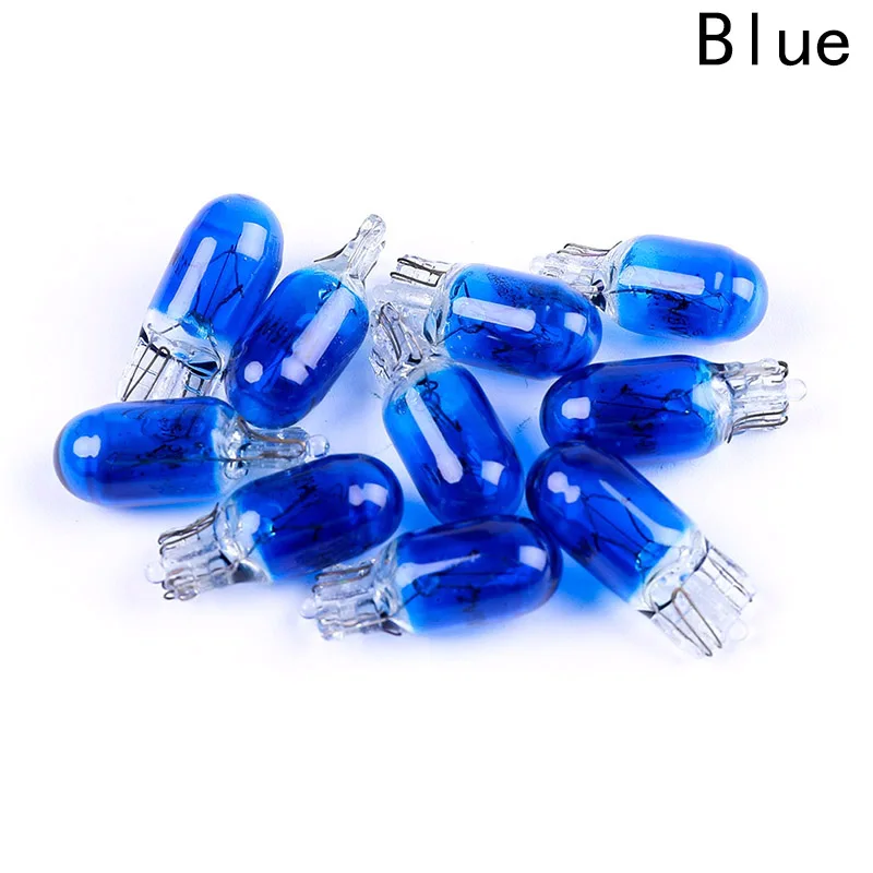 

For 10Pcs/Set Car 12V 5W Original T10 Halogen Bulbs Blue/Red/White Glass Light Lamp Bulb Replacement Accessories
