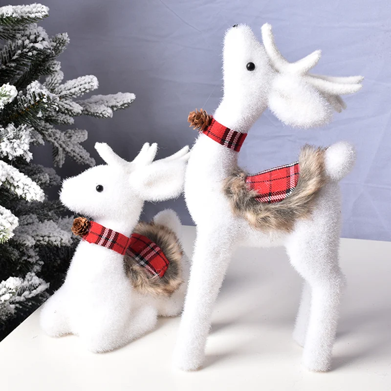 

Christmas decorations scene layout gift ornaments pendant hanging jewelry white flocking elk ice and snow scene pair