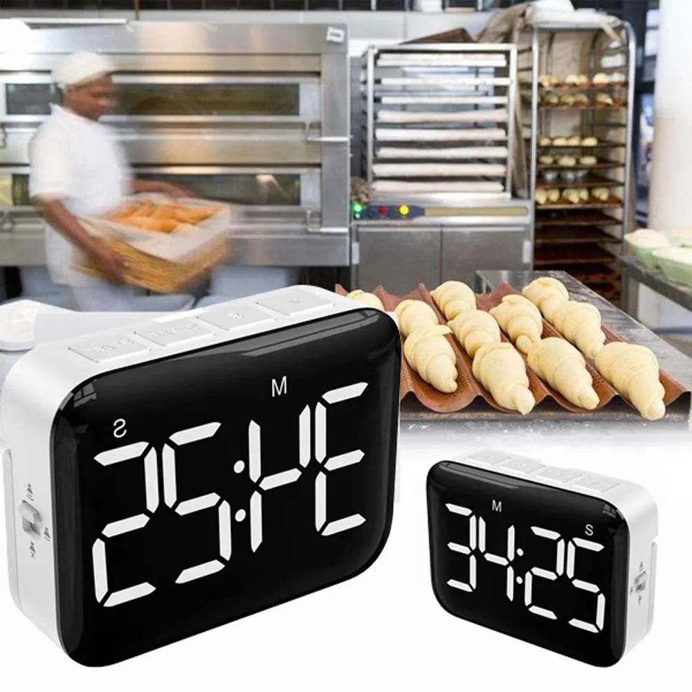 

Digital Kitchen Timer - Magnetic Countdown Count Up Timer with Large LED Display, 2 Brightness, Loud Volume, Easy for Cooking