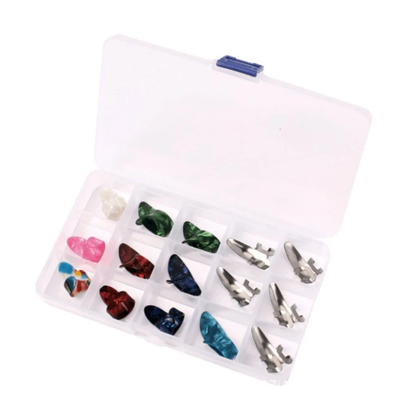 

15 шт./компл. целлулоидный Металлический Палец Гитара медиаторы 5 пальцев + 10 пальцев