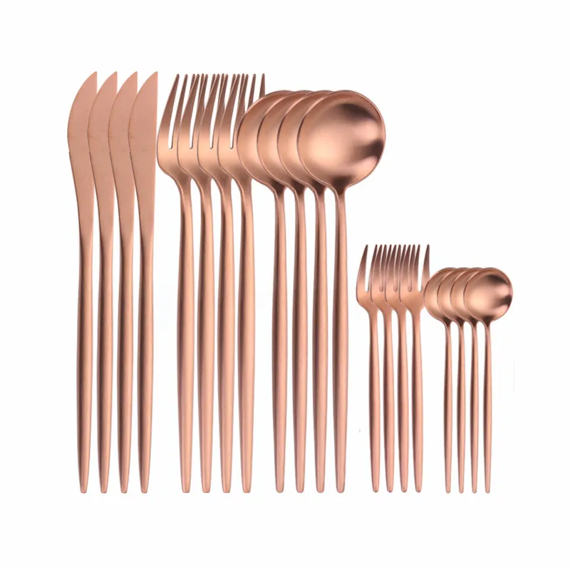 

Розовые золотые столовые приборы комплект Нержавеющая сталь посуда матовая столовый набор Ножи, столовая ложка, вилка, набор посуды Кухня ...