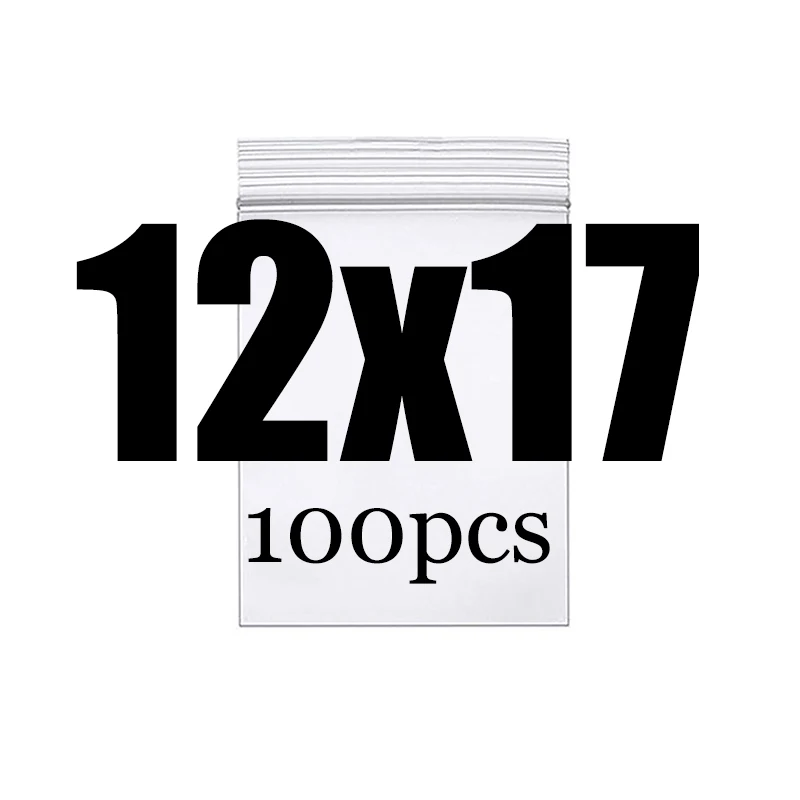 12X17CM 100PCS Высококлассные толстые прозрачные пакеты на молнии с застежкой-молнией, пищевая посылка, сумка для хранения, прозрачная пластиковая маленькая упаковочная полиэтиленовая сумка на молнии - Цвет: 12X17CM 100PCS