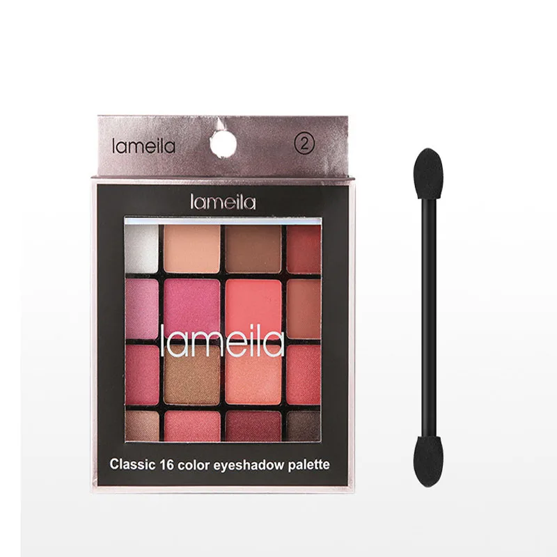 16 цветов Палитра теней для век Косметика макияжа Алмазный Блеск металлик 9