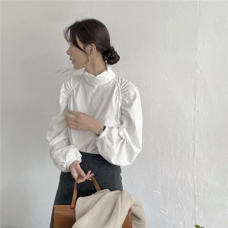 Женская однотонная Водолазка с длинным рукавом дизайнерская простая