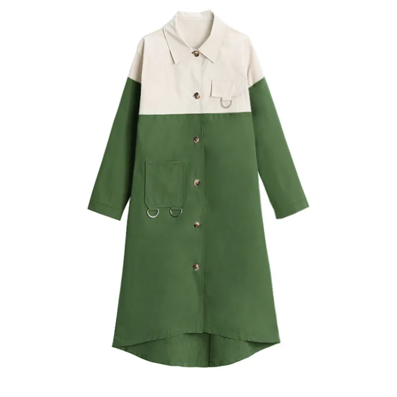 

Spring Autumn Women's Windbreaker 2020 Korean Loose Patchwork Outwear Single-breasted Casual Long Trench Coats Feminine Top 2021
