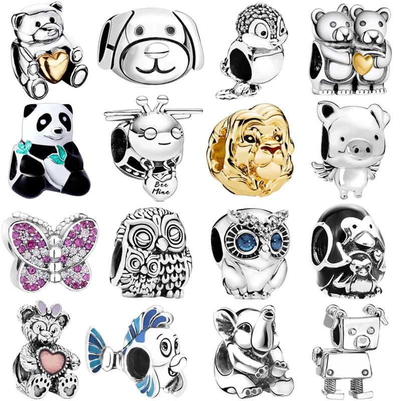 Медвежонок Лев Сова Стерлинговое Серебро s925 пробы подвески в виде животных кулон