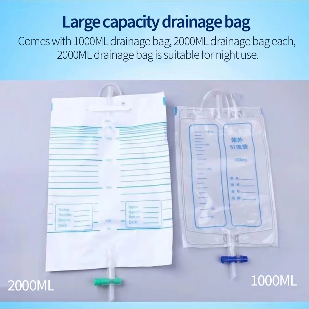 Силиконовый мочевой дренажный мешок для сбора мочи с камерой против рефлюкса 1000