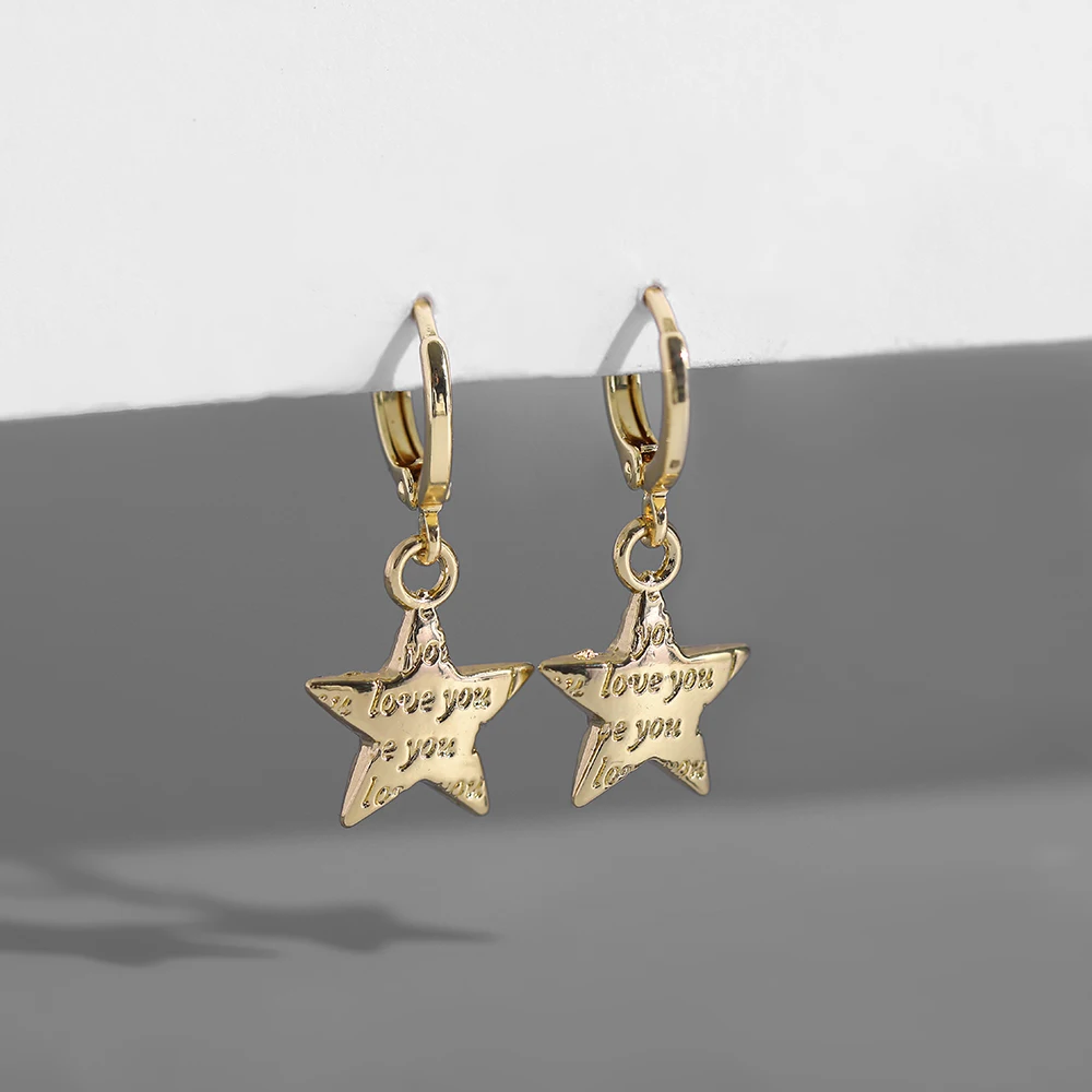 

Trendy Moon Star Horn Crescent Pendant Hoop Earrings for Women Girls Gold Color Metal Circle Huggies Earrings Party Jewelry Gift