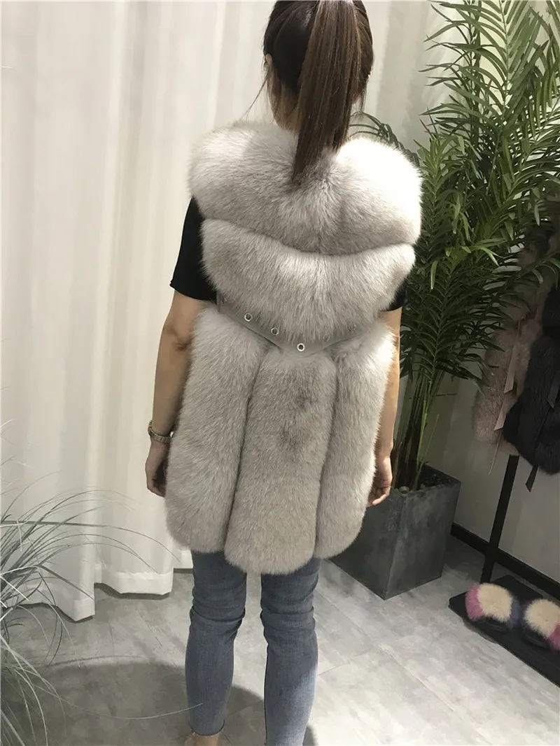 FXFURS жилет из натурального Лисьего меха Длинный жилет из натурального Лисьего меха Зимний жилет с заклепками из натуральной кожи европейские женские куртки