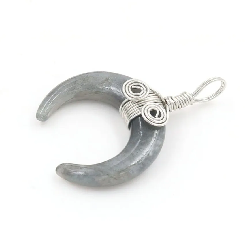 YJXP подвески из Лабрадорита С проволочной обмоткой подвеска в виде полумесяца на