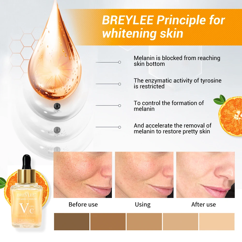 

40ml BREYLEE Vitamin C Serum Whitening Face Skin Care Dark Spots Repair Hyaluronic Acid Moisturizing Anti Aging Facial Essence