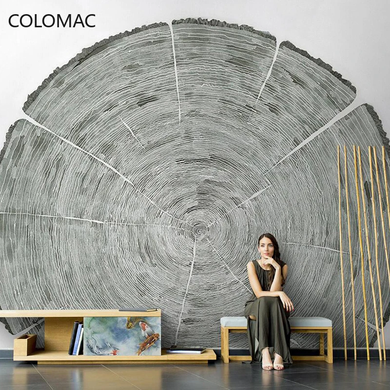 

Colomac Custom Nordic Art Big Tree Annual Rings Abstract Wallpaper Living Room Background Mural Adhesive Wall Paper Dropshipping