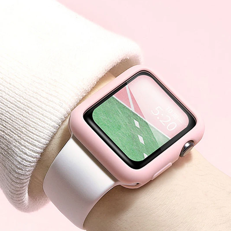 

case for apple watch 5 4 3 2 1 colorful cover protector 38mm 42mm 40mm 44mm Silicone strap for iWatch Soft Replacement strap