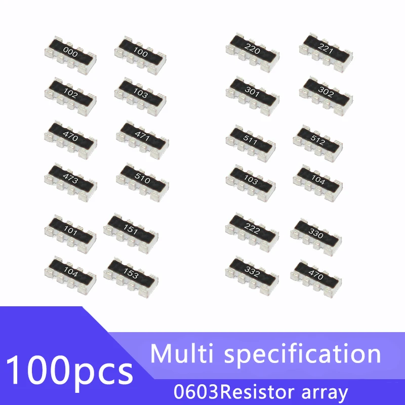 100 шт. 0603*4 8P4R 2*4P SMD сети резисторная матрица 3R9 3 9 Ом 39 390 R K к 391 392 393 394 | Электронные
