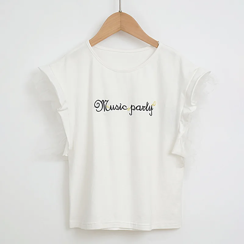 

Girls' Suit 2021 Summer Korean Children's Wear Gauze Princess T-shirt Short Sleeve Shirt Denim Shorts Hot Pants Two-piece Suit