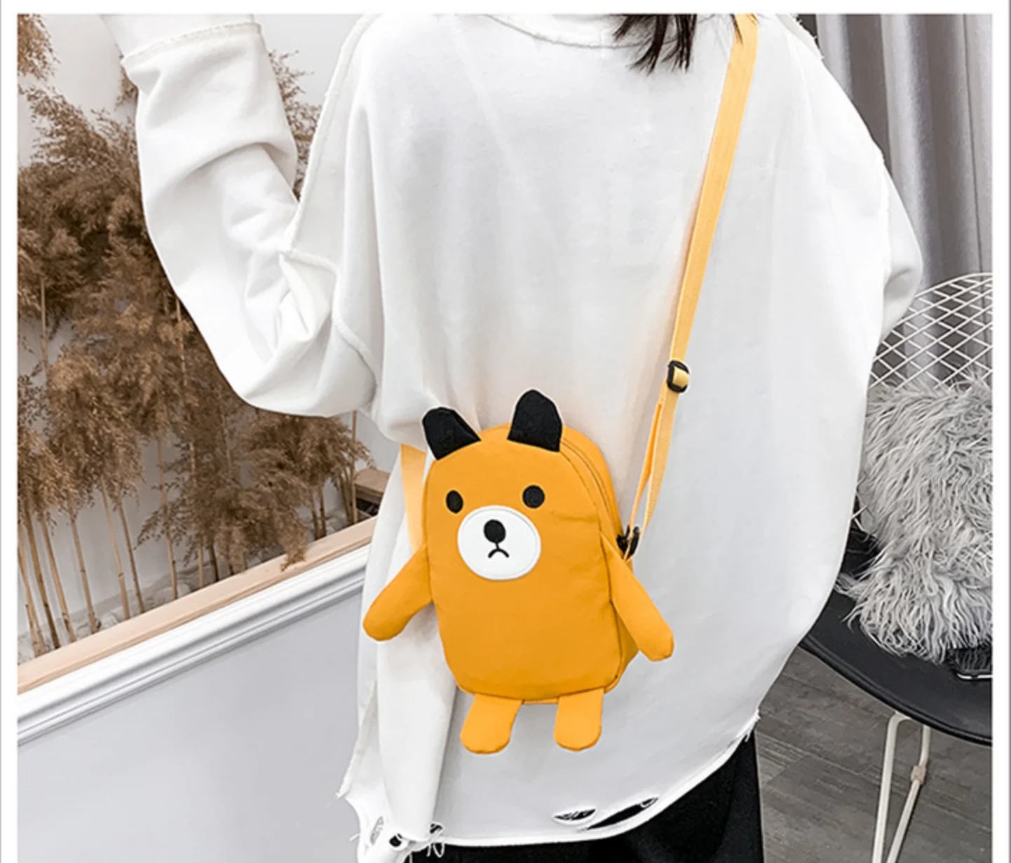 Сумки женские холщовые с милым медведем маленькие сумочки мультяшным рисунком