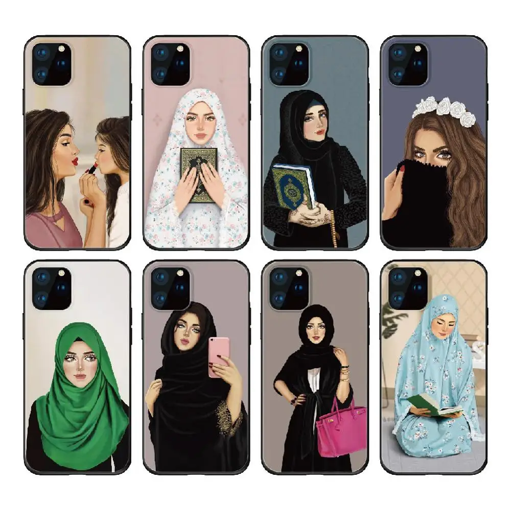 

Arabic Hijab Girls Muslim Islamic Phone Cover For iPhone 12 mini 11 Pro Max X XS XR Max 7 8 7Plus 8Plus 6S SE Soft Fundas Case