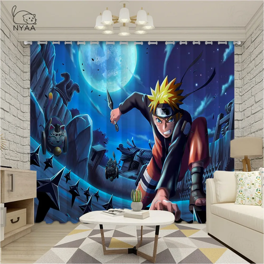 Аниме Uzumaki Naruto полиэстер ткань 3D затемненные шторы для окон Гостиная Спальня