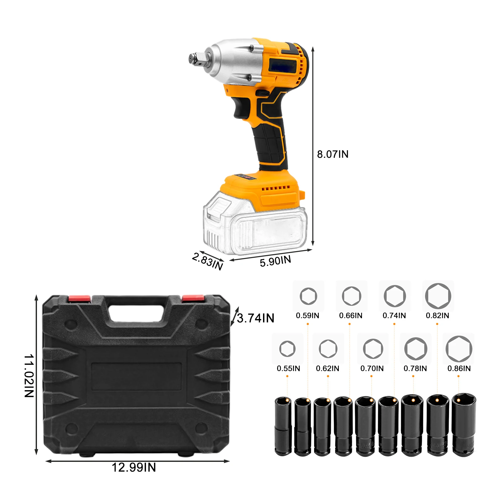 

Electric Rechargeable Brushless Impact Wrench Cordless Socket Wrench Power Tool Wireless Electric Impact Wrenches Tool Set