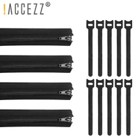 accezz 14 pcs zipper cable sleeve flexible nylon tie cord management harness line sheath hider protection wire organizer black