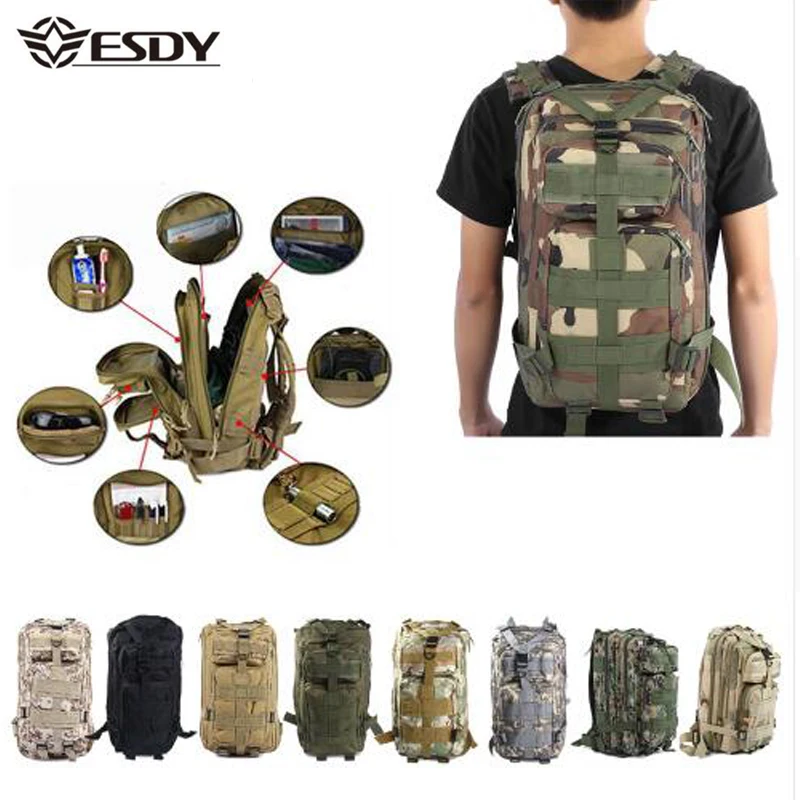 

Men Military Tactical Backpack 30L Camouflage Outdoor Sport Hiking Camping Hunting Bags Women Travelling Trekking Rucksacks Bag