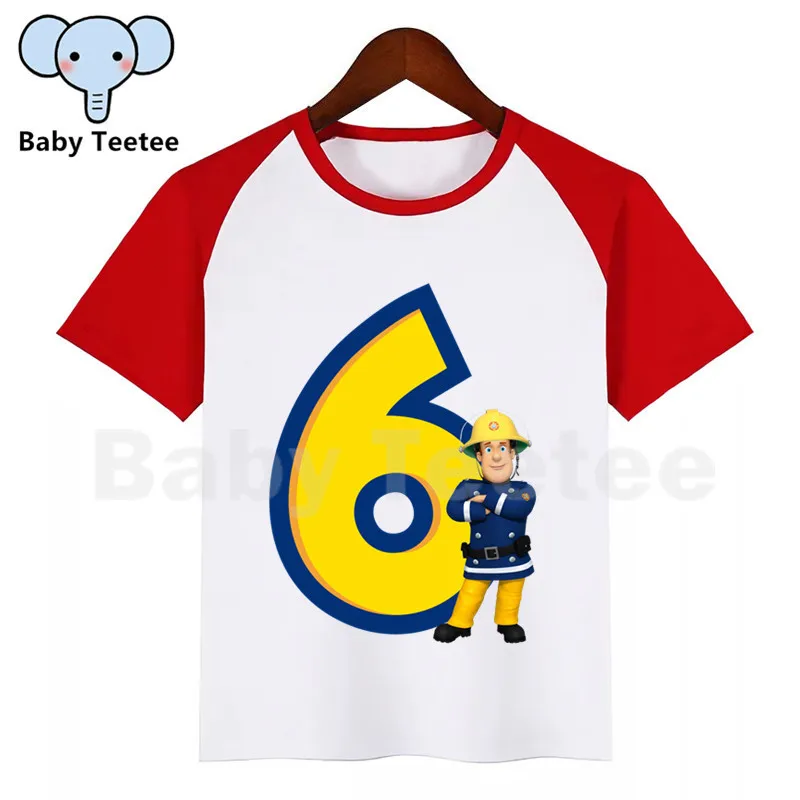 Детская одежда с рисунками из мультфильма Пожарный Сэм для дня рождения Футболка