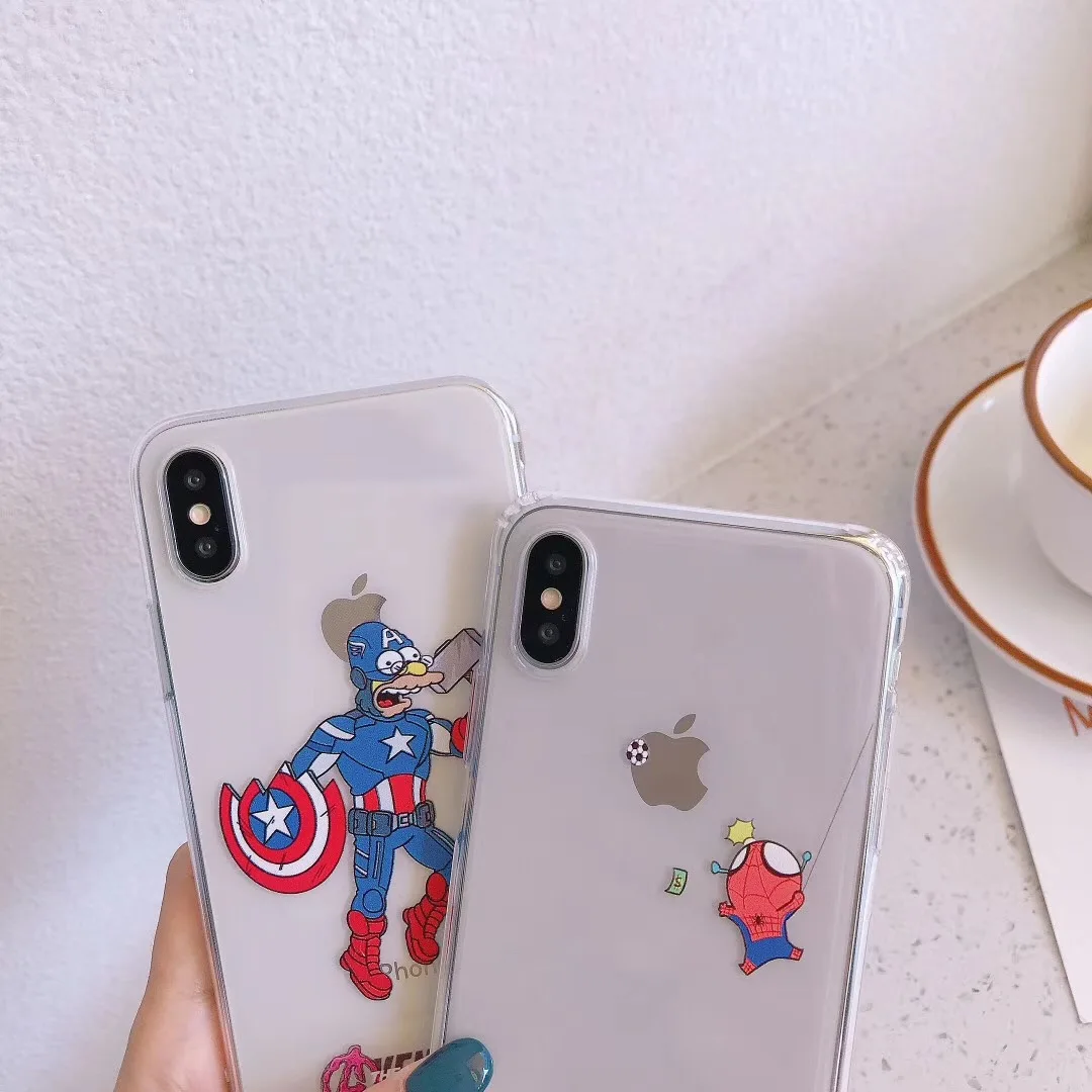 Американский бренд мультфильм Marvel Мстители чехол для Apple IPhone X XS Max Xr 7 8 6 s Plus