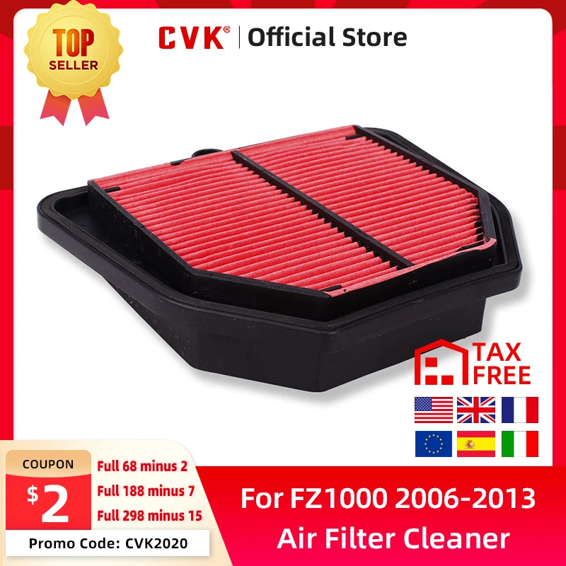 

CVK Air Filter Cleaner Element for Yamaha FZ1000 FZ1 FZ1N FZ1S 2006 2007 2008 2009 2010 2011 2012 2013 FZ800 FZ8
