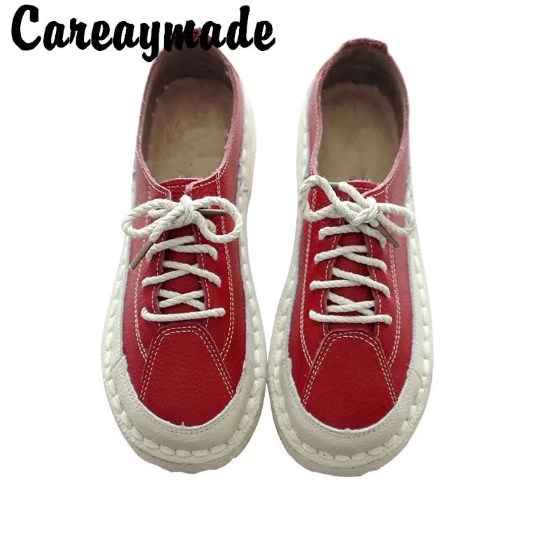 Маленькие красные туфли Careaymade женские из натуральной кожи в стиле ретро очень